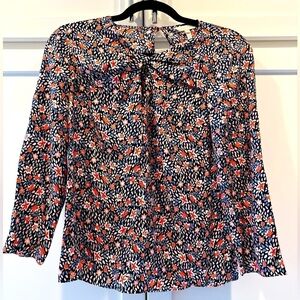 Rebecca Taylor Keyhole Cut Out Floral Silk Blend Blouse. Size 0. EUC